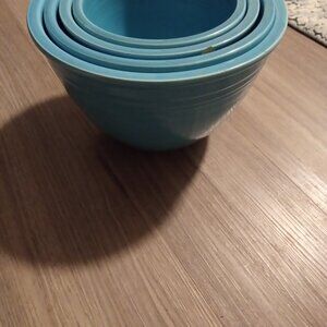 Vintage Fiesta Ware, Turquoise 4 piece Nesting Bowls